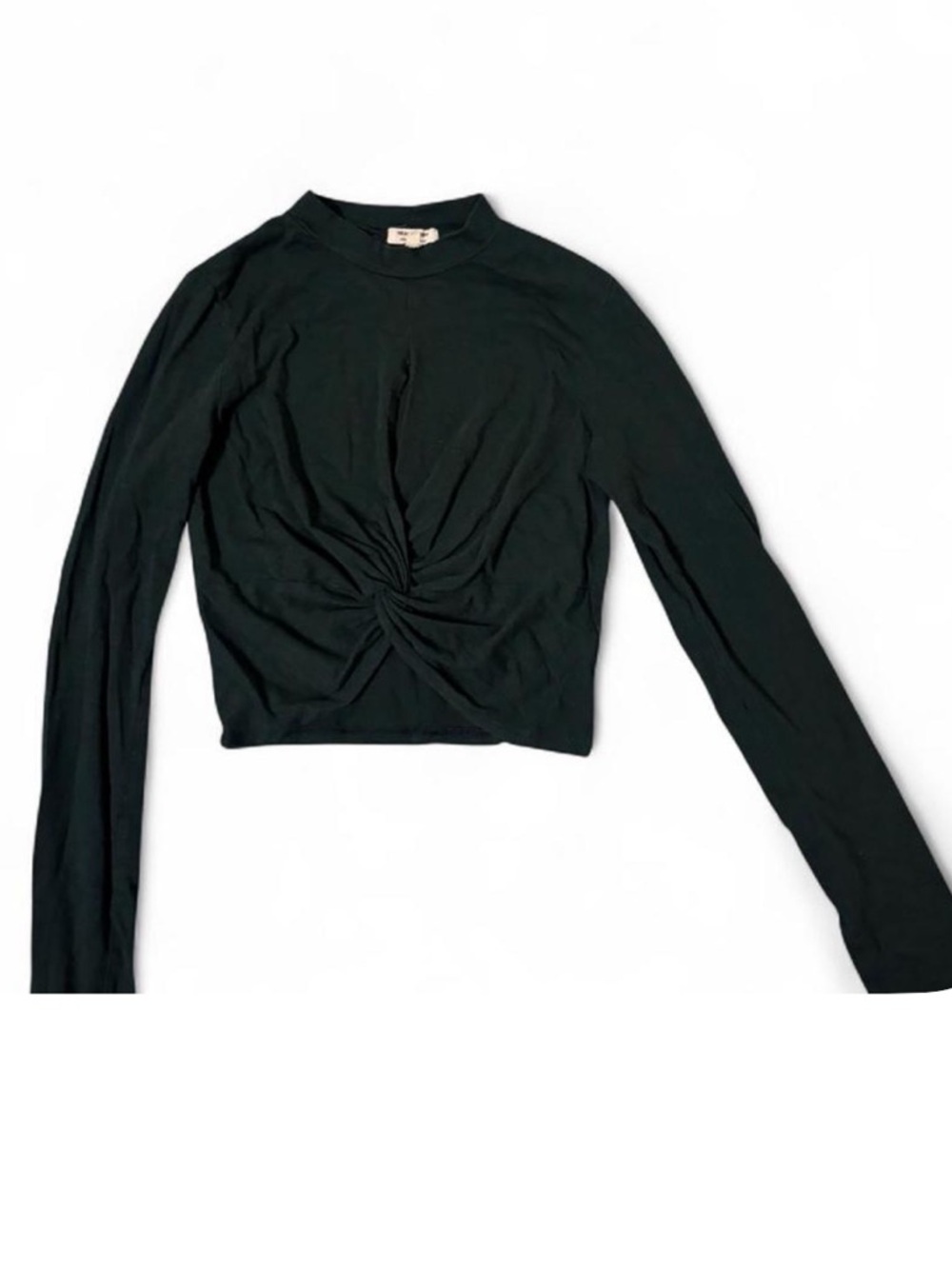 Heart Hips Dark Green Long-Sleeve Twist Crop Top